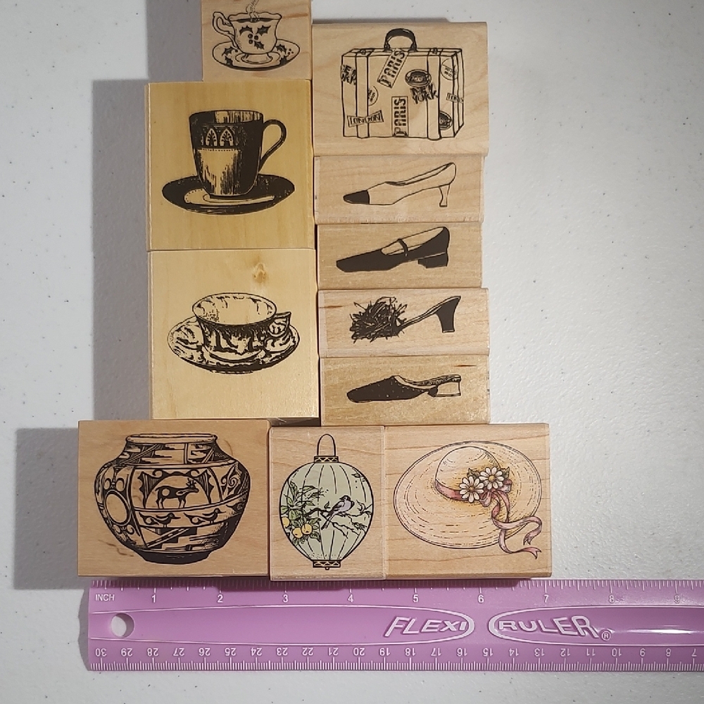 Wooden Stamp Set with Vintage Designs